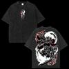 Jujutsu Kaisen Zenin Maki T-shirt, Vintage Washed Black Anime Samurai Sword Print Oversized Tee, Casual Streetwear Short Sleeve