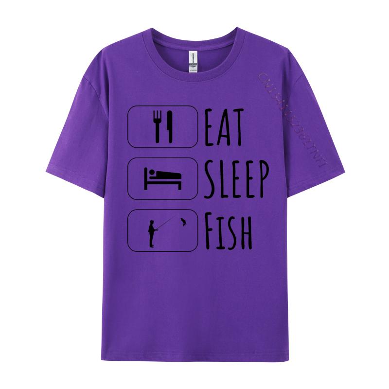 Eat Sleep Fish Repeat Tshirt Hip Hop Fashionable Tops Shirts Adult TShirt Red And Black Graphic T Shirt