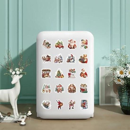 Christmas Seal 53-piece Set Sticker Glitter Decoration Cute Cartoon Cat Tree Snowman Elk Waterproof Santa Claus DIY Car Water Bottle Travel Case Bike