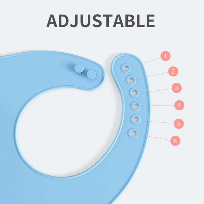 Cute Waterproof Soft Silicone Baby Bibs Solid Color Cartoon Print Baby Feeding Stuff Kids Girl Boy Adjustable Children Bib