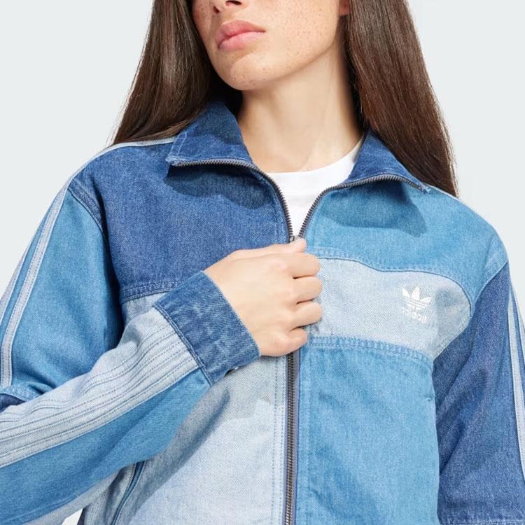 adidas Originals Kseniaschnaider Denim Patchwork Track Top Women Jacket Light-Blue IU2464