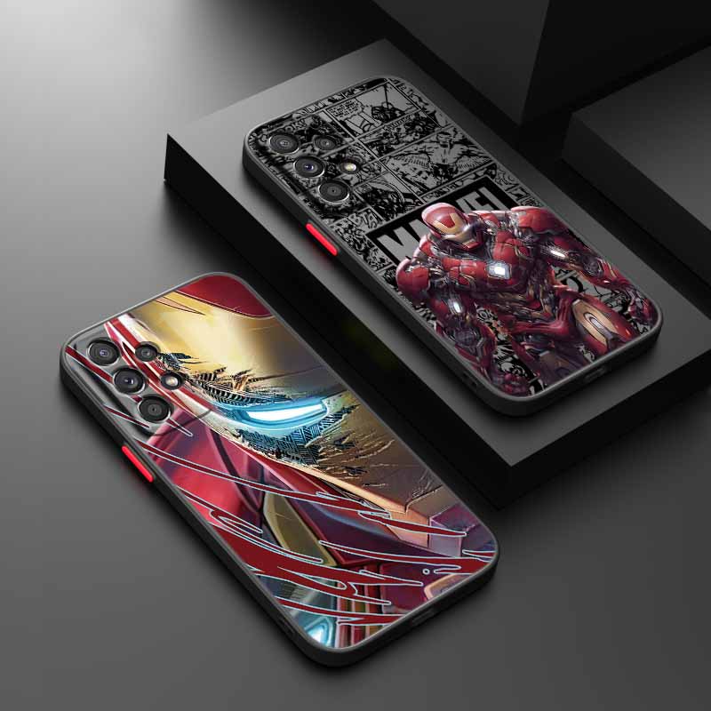 Spider-Man Iron Man Cover For Samsung S25 S24 S23 S22 S21 S20 S10 FE Ultra Plus Lite Frosted Translucent Phone Case