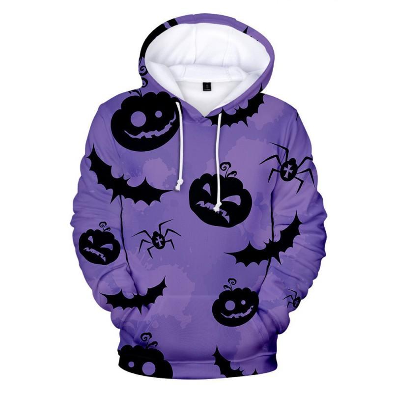 Mens Loose Fit Hooded Long Sleeve Sweatshirt With Cartoon Devil Print Casual Wear