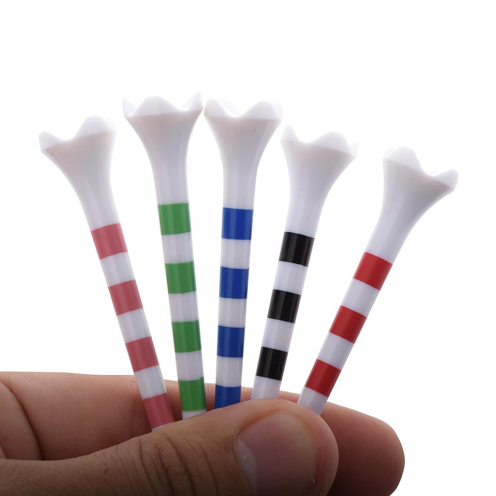 20pcs/Bag Plastic Golf Tee With Red/Black/Blue/Pink/Green Stripe Marking, Durable, Golf Supplies