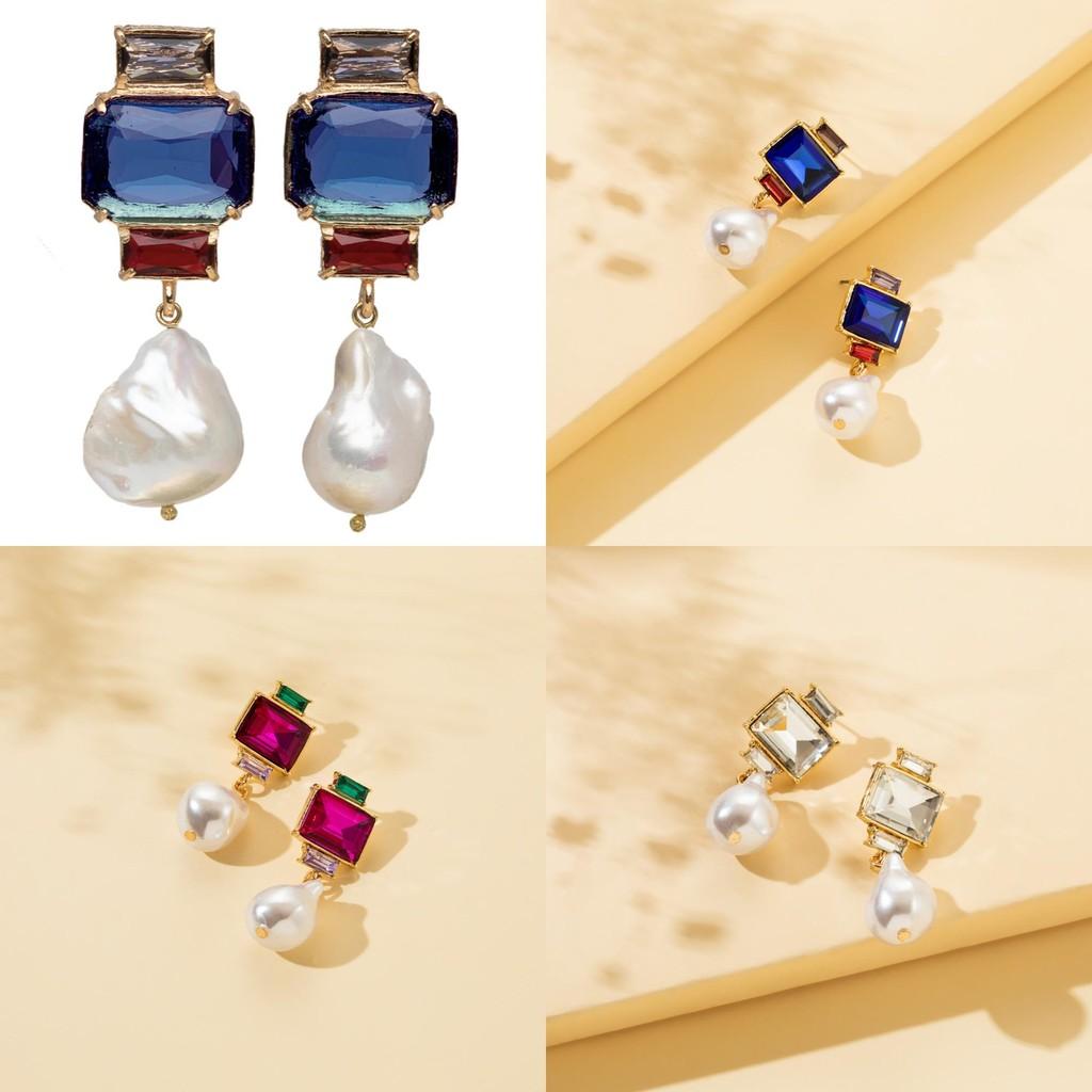 Trendy European Fashion Square Geometric Alloy Earrings Chic Simple Design