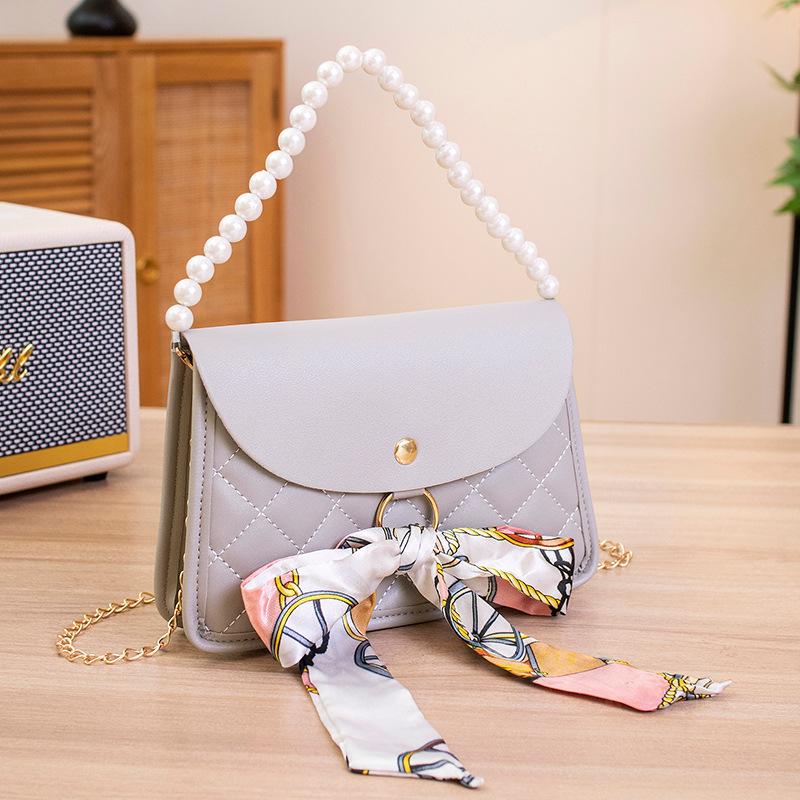 

Женская милая бисерная портативная маленькая квадратная сумка, модная вышитая ромбовидная на плечо, женская сумка, сумка для мобильного телефона с шелковым шарфом серый