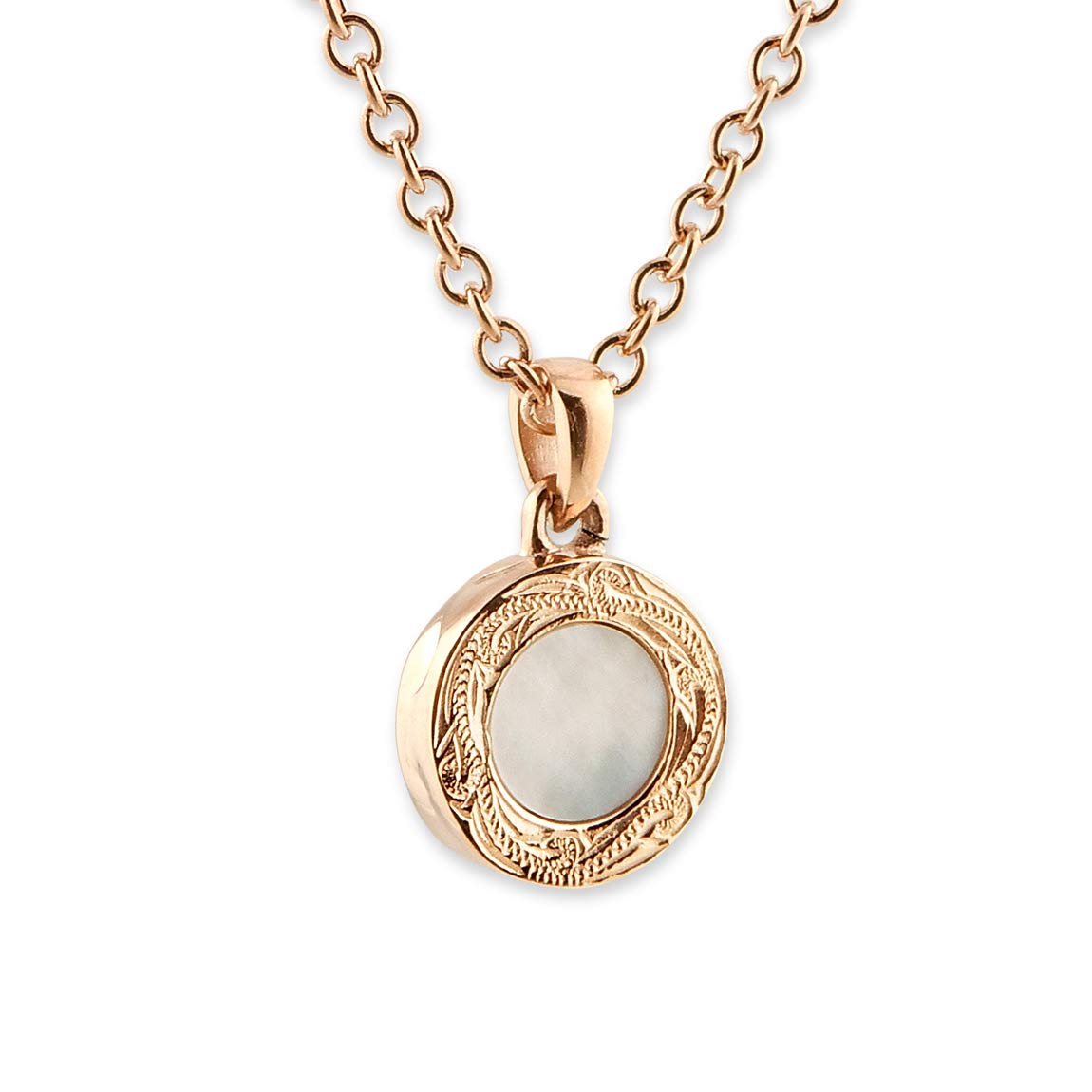 

Hawaiian Jewelry Necklace Surgical Stainless Steel Rose Gold White Shell Scroll Circle Shell Azuki Chain Steel Width 45cm (Stainless 2mm)