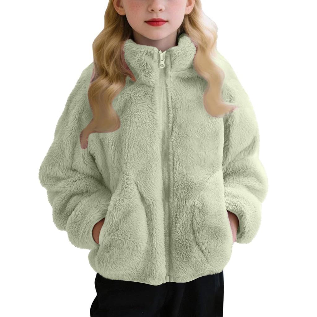 Children's Fashion Fleece-Lined Boys' & Girls' Autumn/Winter Lightweight Warm Solid-Color Coat