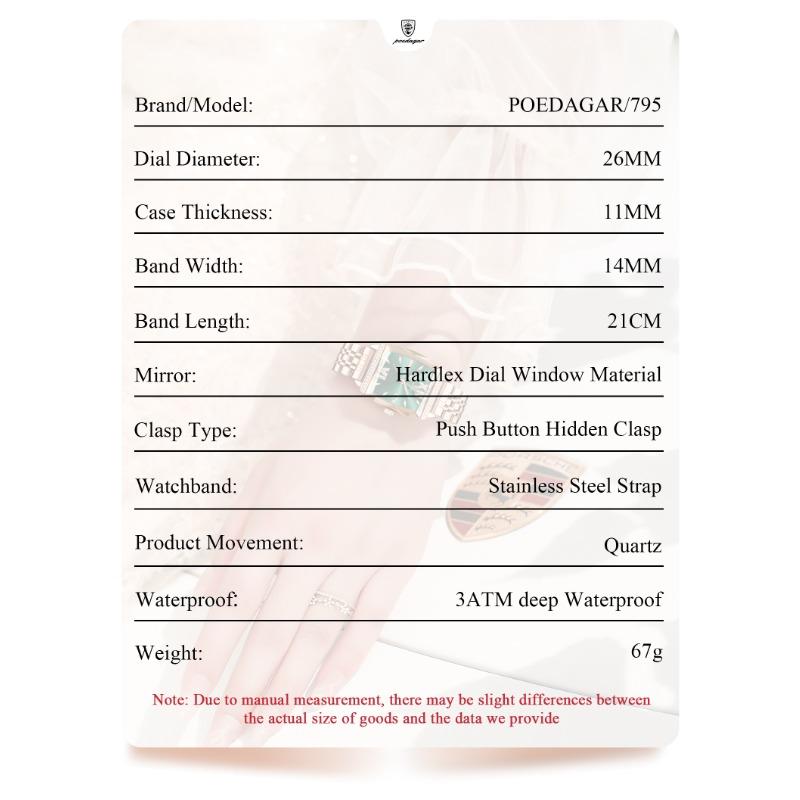 POEDAGAR Fashion Original Woman Clock Waterproof Date Elegant Ladies Watch Stainless Steel Casual Quartz Watches Reloj