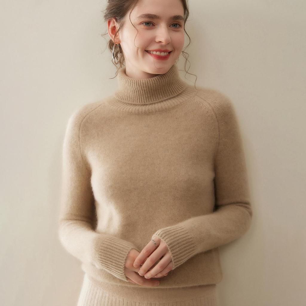 2025 Fall/Winter Women's High Neck Soft Five-Needle Thick Cashmere Sweater Base Layer