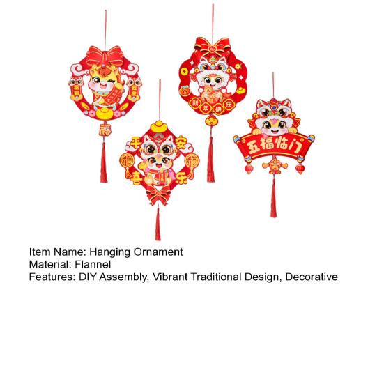 Hanging Ornament DIY Kit Good Luck Beauty Design New Year Decoration Five Blessings Textured Red Zodiac Sign