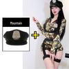 Plus Size Sexy Police Uniform Cosplay Lingerie - Camouflage Strappy Jumpsuit
