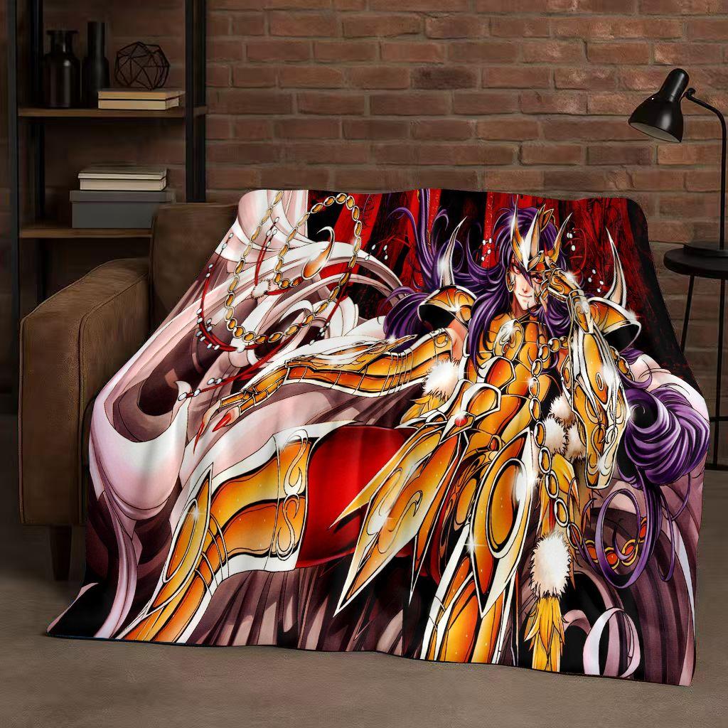 Classic Saint Seiya Shiryu Athena Cartoon Flannel Blanket,Ultra Soft Warm Plush Throw for Home Bedroom Bed Sofa Cover Travel Kid