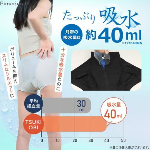 Tsukiobi Official Website: Absorbent Boxer-Style Shorts, Day and Night, Comfortable, Non-Steamy, Clean, Seamless Mesh, Tsukiobi, BLACK M