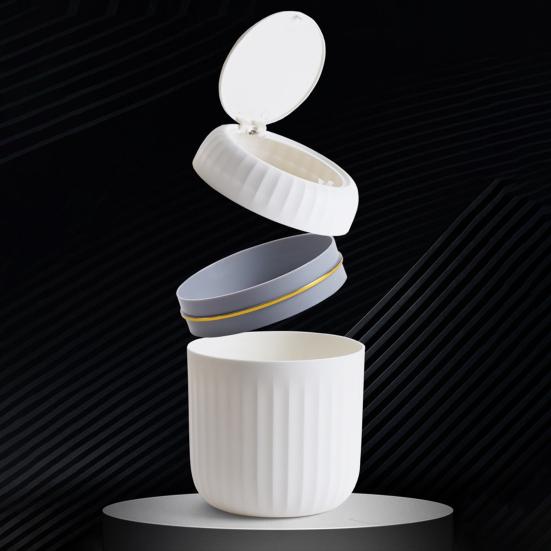 Desktop Can Non-Slip with Press-Type Lid Trash Design Compact Size Garbage