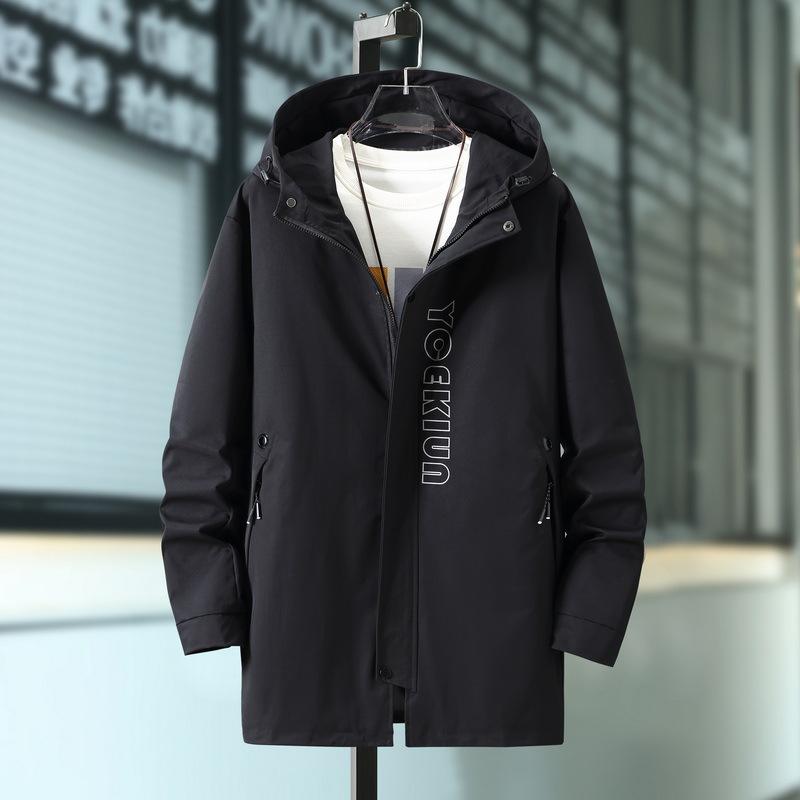 

Весенне-осенняя повседневная свободная однотонная ветровка больших размеров с капюшоном, мужская куртка 4XL-10XL, Азиатский размер 9XL чёрный