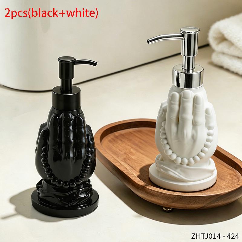 Trendy Elegant Prayer Hand Resin Soap Dispenser Bottle for Bathroom Washstand Home Countertop Lovely Minimalist Decor Ornament