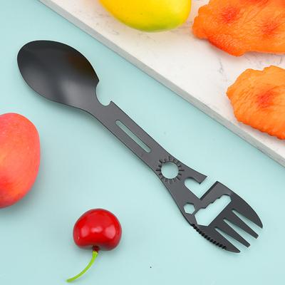 Multi Functional Camping Fork Spoon Cookware, Portable Wrench Bottle Opener 2-In-1 Outdoor Picnic Travel Artifact