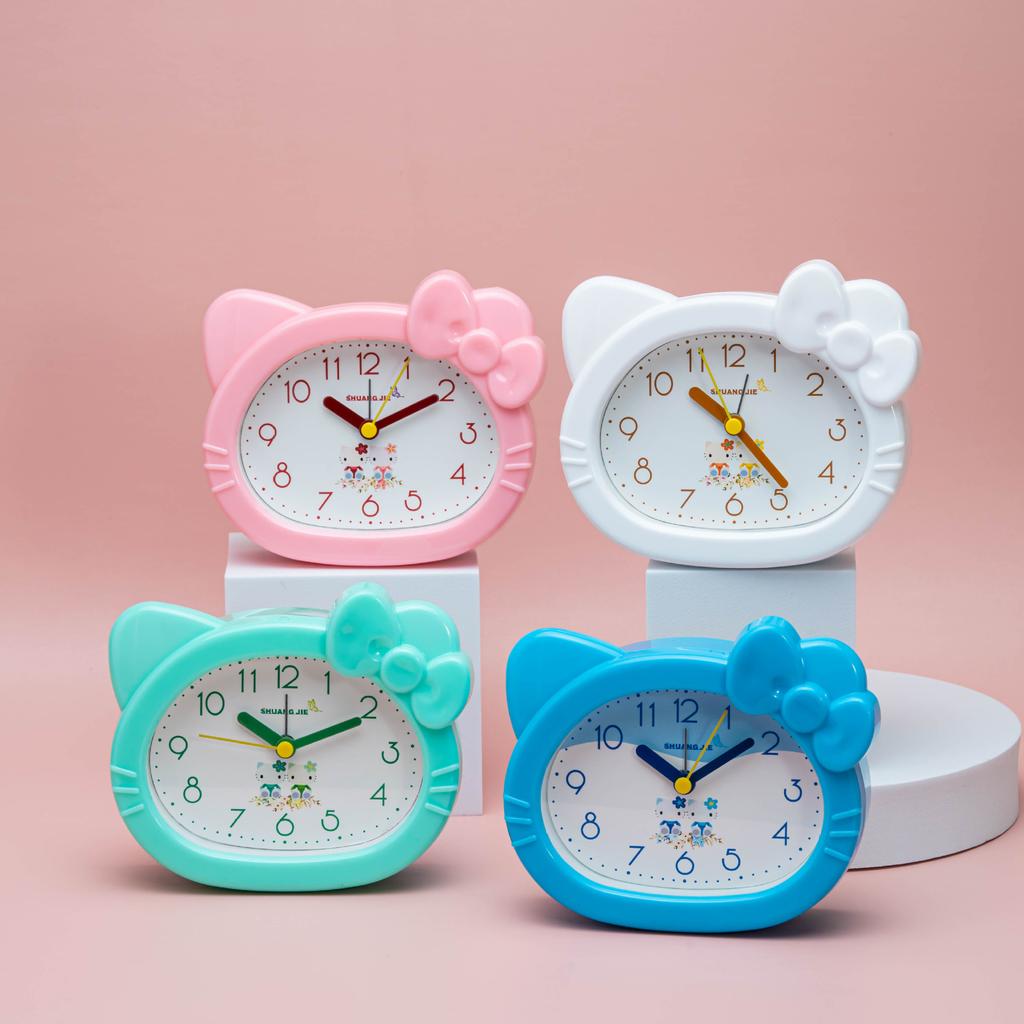 Cat cartoon alarm clock student creative plastic alarm clock with alarm clock with cute accessories clock watch