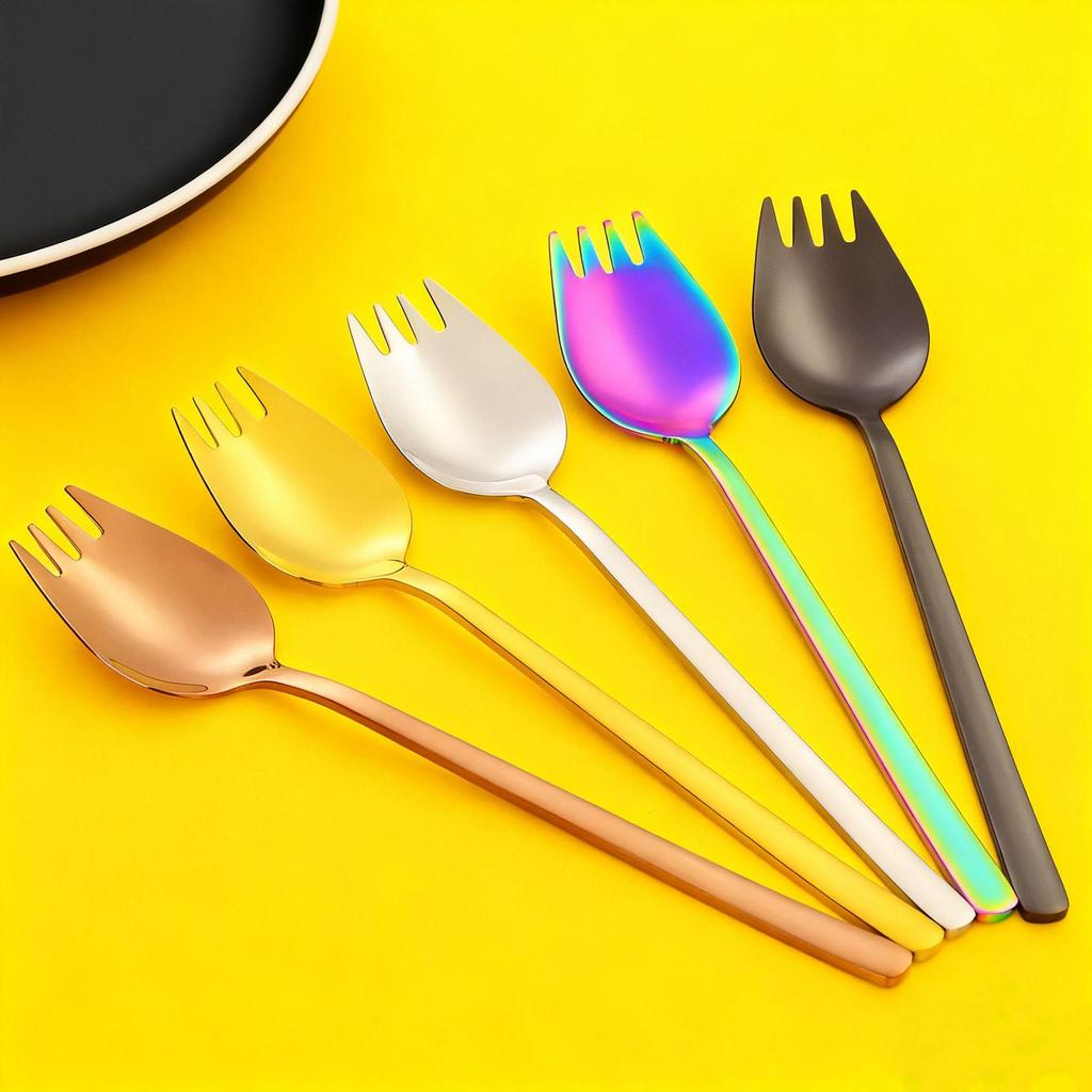 304 Stainless Steel Dual-Use Western Salad Spoon with Long Handle