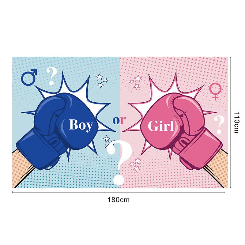 New model gender reveal banner for newborns, balloon decoration scene for celebrating the birth of the baby, flag hanging display