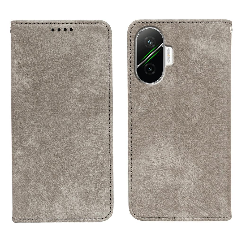 For Xiaomi Poco F7 5G/Redmi Turbo 4 Pro 5G Case Strong Magnetic Leather Wallet Phone Cover with Striped Texture