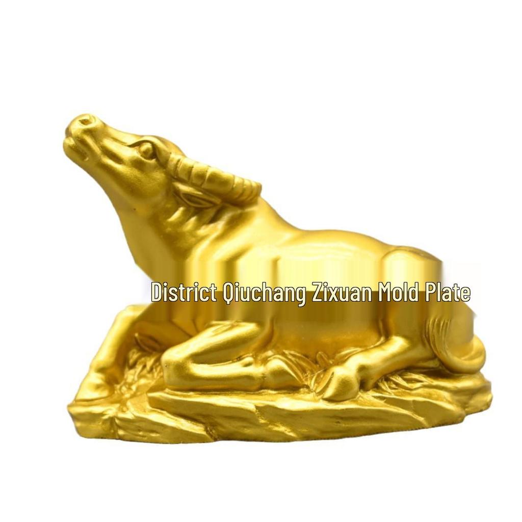 Large Golden Bull Ornament - Wall Street Zodiac Bull for Office & Living Room