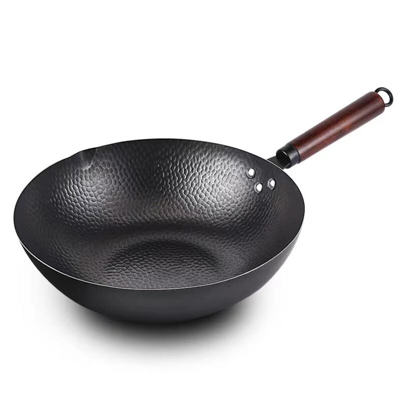 ZISIZ Flat-Bottom Cast Iron Wok