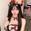 Festive Plush Antler & Bow Sequin Headband: 3D Christmas Hair Accessory