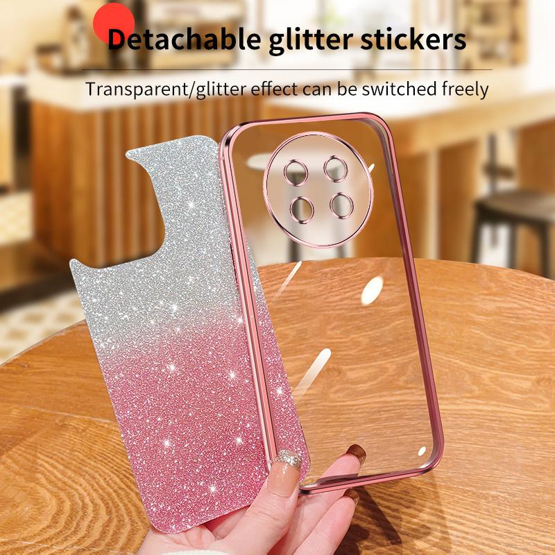 KEYSION Luxury Plating Glitter Phone Case for HONOR X9c 5G Transparent Soft TPU Shockproof Back Cover for Honor Magic 7 Lite 5G