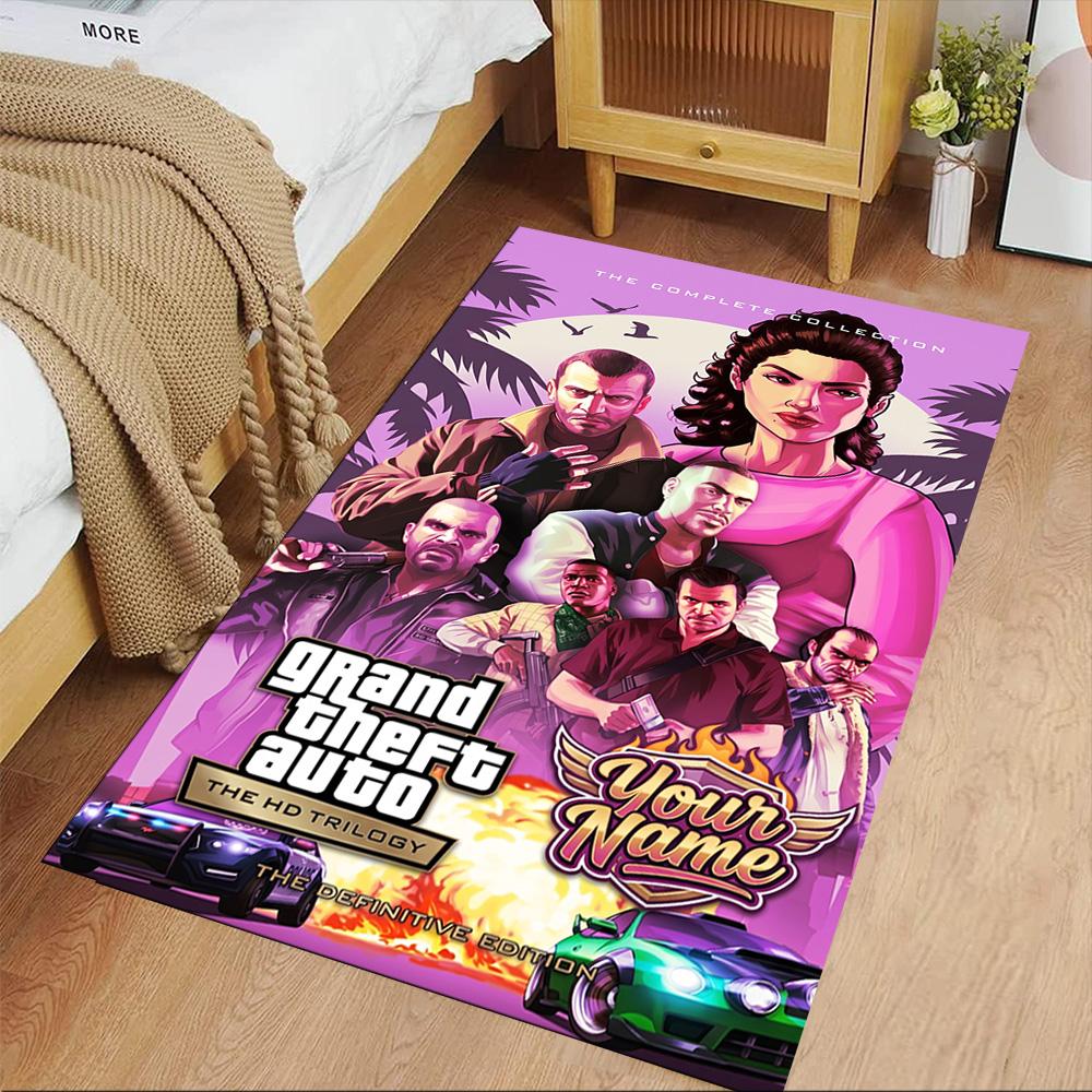 Grand Theft Auto Customize Your Name Carpet Suitable for Outdoor Study room Foyer Balcony Anti-slip Rug Decorate Offices Perfect Gift for Women/Men