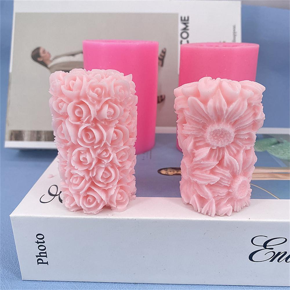 1 Piece 3D Rose Sun Flower Mold Pink Silicone Mold Baking Mold Food Grade Silicone For DIY Cake Scented Candles Soap