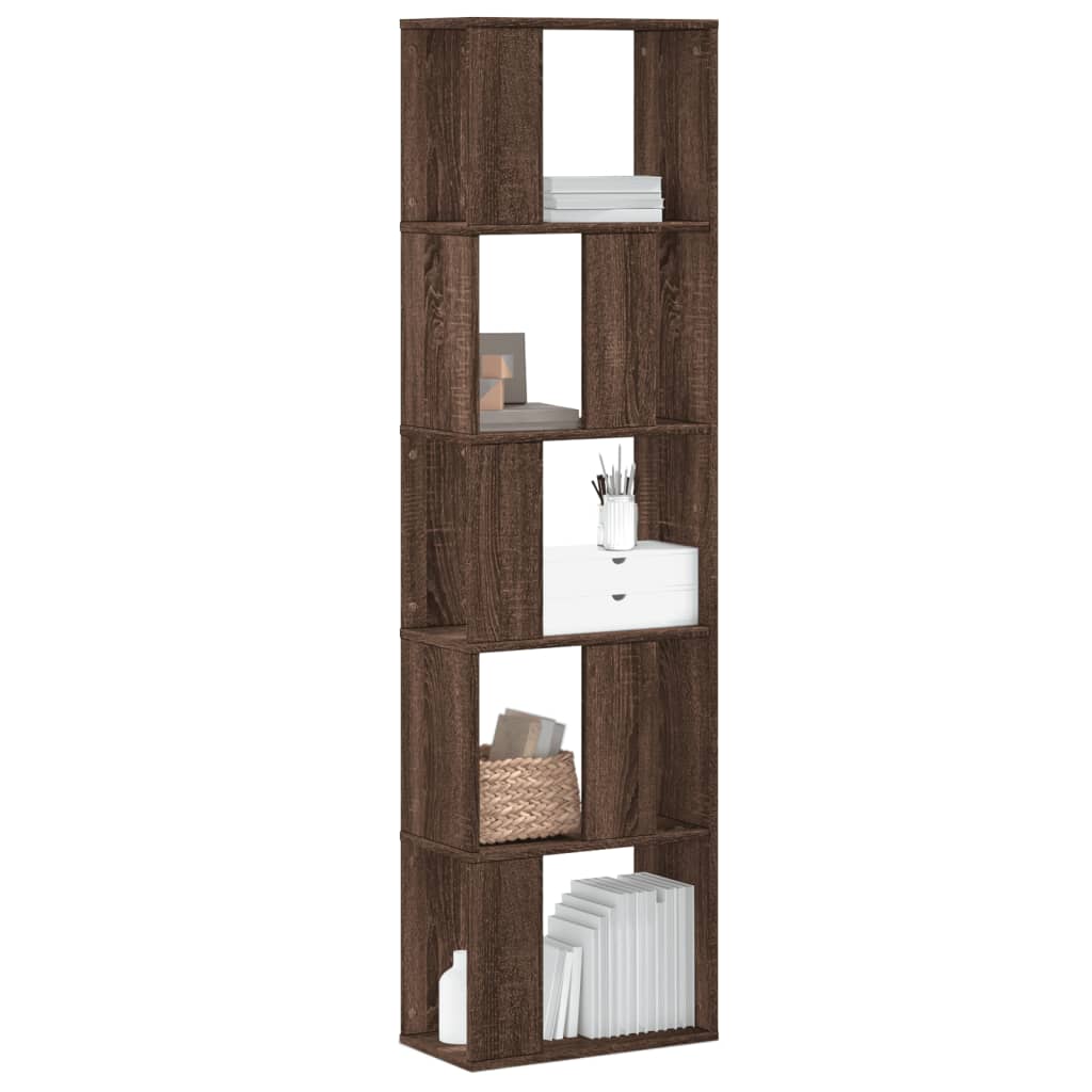 Vidaxl 5-stufiger Bücherregal, Braun Eiche, 45x23,5x162,5 cm