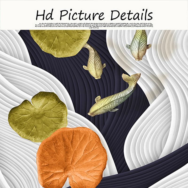 Golden Carp Modern Art Abstract Corridor Living Room Decoration Painting Wall Art Picture Poster Print on Canvas