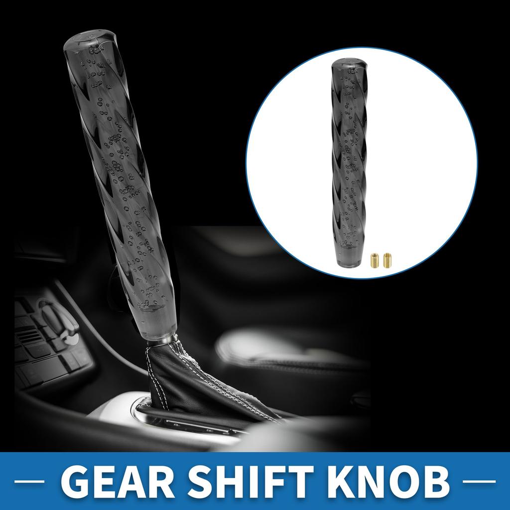 ABSOPRO Universal Shift 30cm Stick Shift Lever Knob with Two Adapters for Automatic and Manual Acrylic Black Knob, Vehicles,