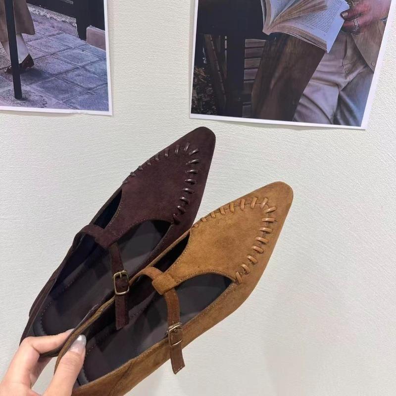 Mary Jane Single Shoes Flat Shoes Elegant Classic Retro Square Toe Comfortable Soft Shallow Cut Low Heel Women's Shoes