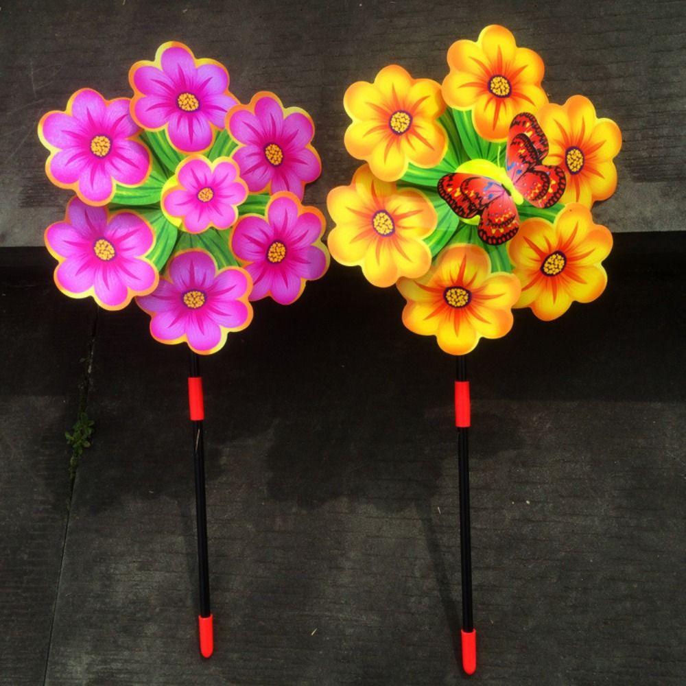 Multistyles Cartoon Handheld Windmill Standing Lawn Flower Pinwheel  Outdoor Party Picnic Decor