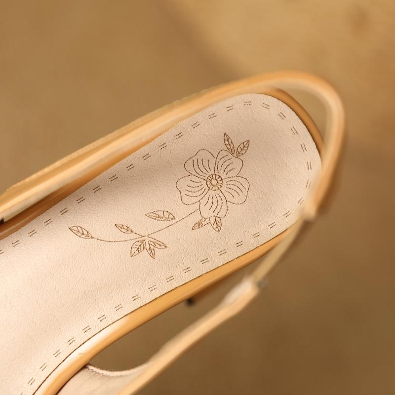 Elegant Slingback Sandals Women Summer Shoes Pink Black Nude Medium Heels Pumps Close Toe Office Party Shoe Female Large Size 45