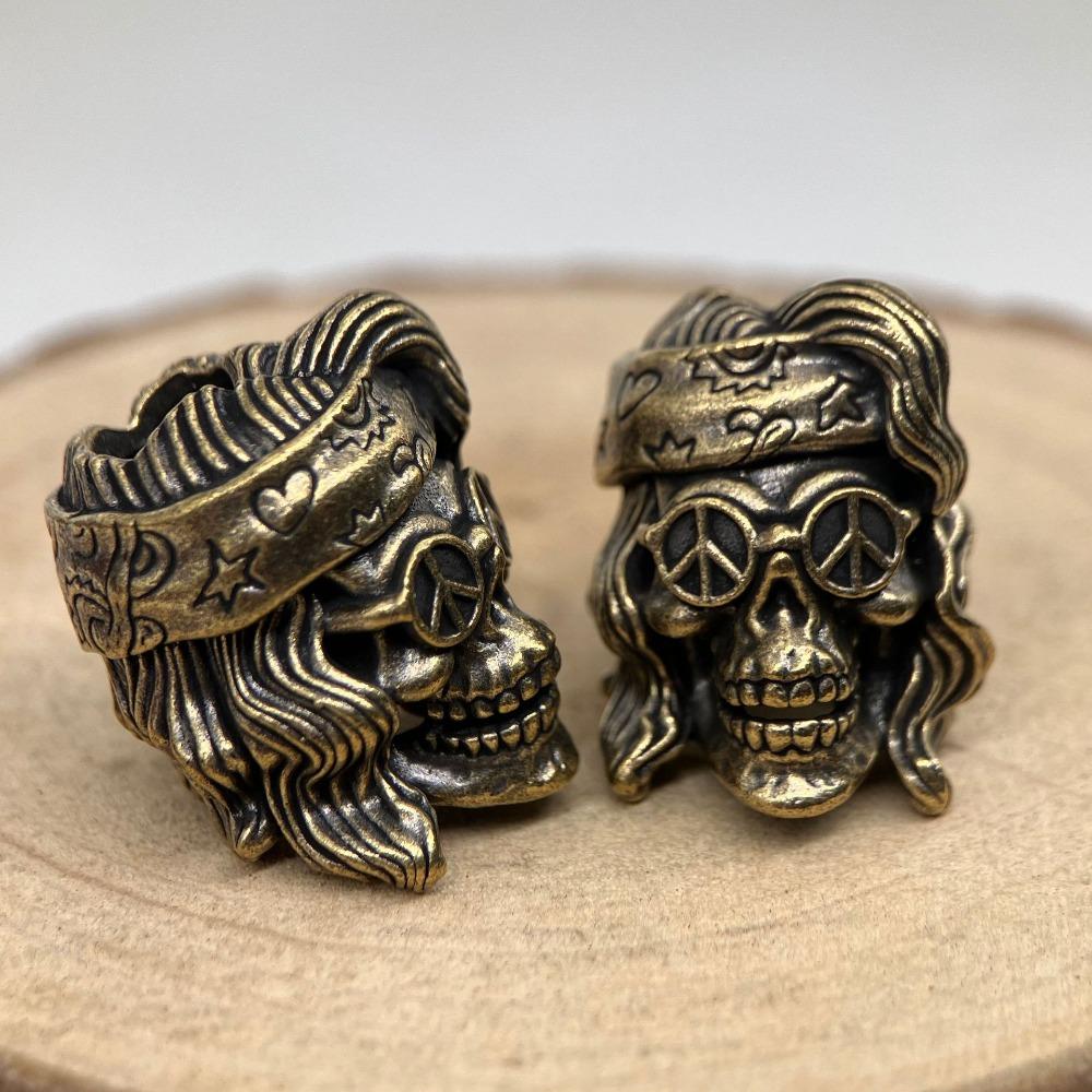 Punk Skull Brass Knife Beads EDC Outdoor DIY Bracelets Accessories Umbrella Rope Woven Lanyard Pendants