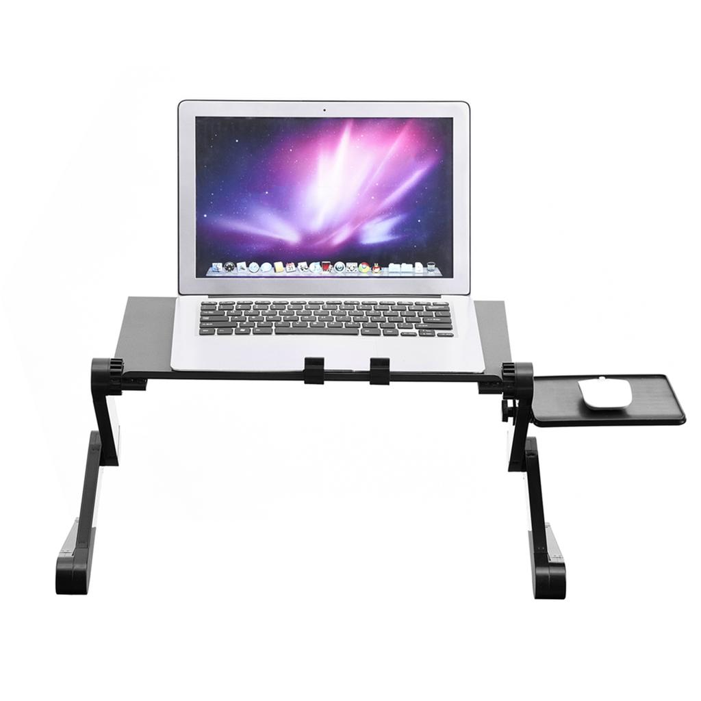 360 degrees Adjustable Foldable Laptop Desk Table Stand Holder w Cooling Dual Fan Mouse Boad Black