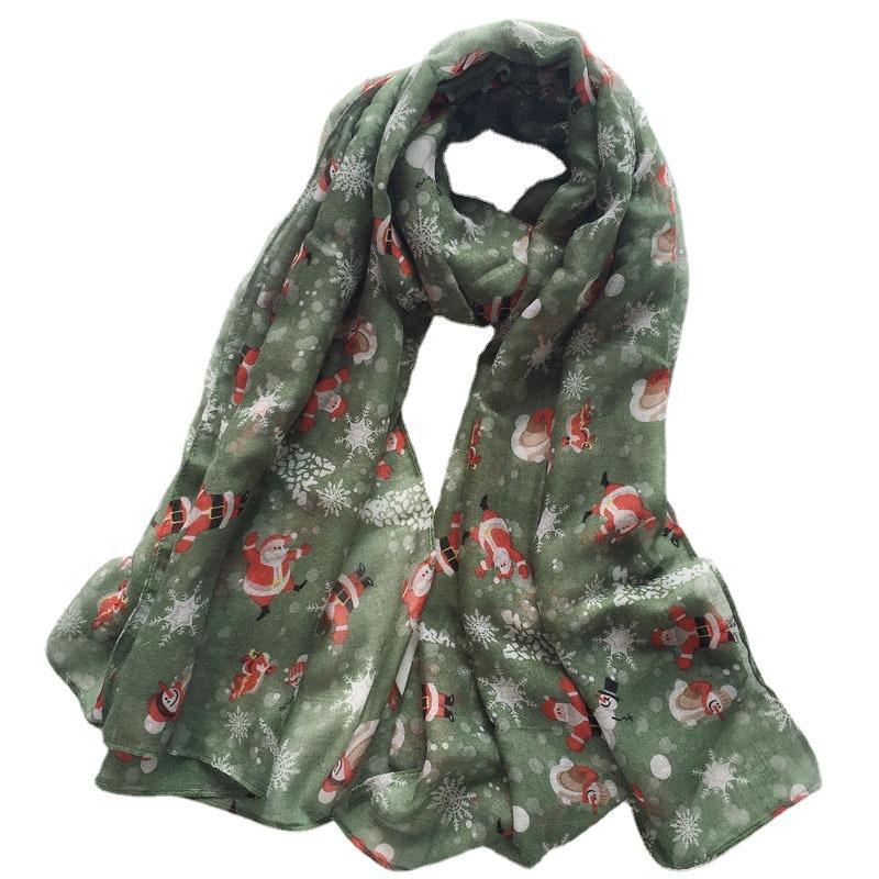 New Christmas Scarf Bali Yarn Printed Santa Snowman Elk Scarf Long