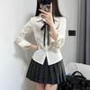Women's Japanese Slim-fit College Style Waist-cinching Short-sleeved White Shirt - Summer Versatile New Arrival
