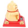 Lucky Cat Statue Vivid Lovely Waving Arm Solar Powered Fortune Cat with Dust Cover for Home Business Ornament Yellow