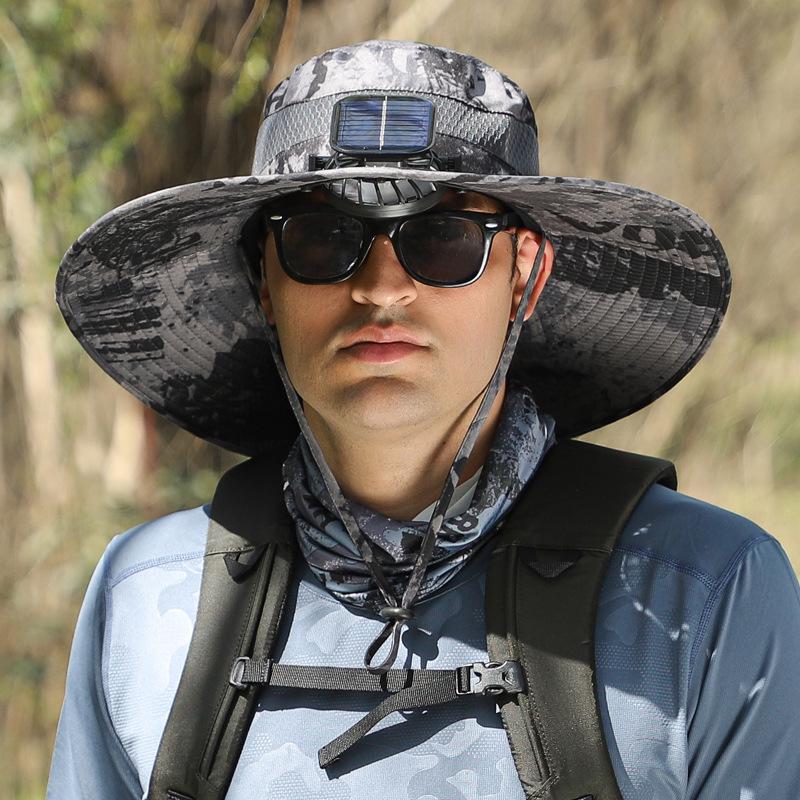Solar-Powered Detachable Fan Hat: Quick-Dry Fisherman Style for Men's Outdoor Summer Use