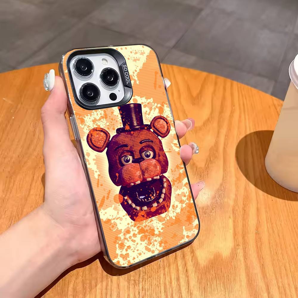 Five Nights At F-Freddys Fnaf Phone Case For iPhone 17,16,15,14,13,12,11 Plus,Pro Max,XS,Colored Silver Plated Inside Cover