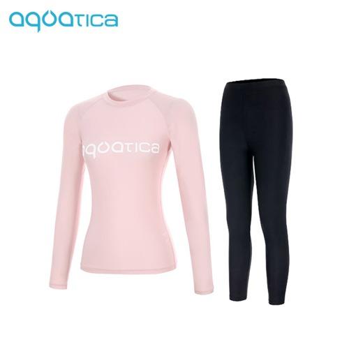 Akuatika Women'S Rash Guard Aqawts23007 + Water Leggings Bk Set