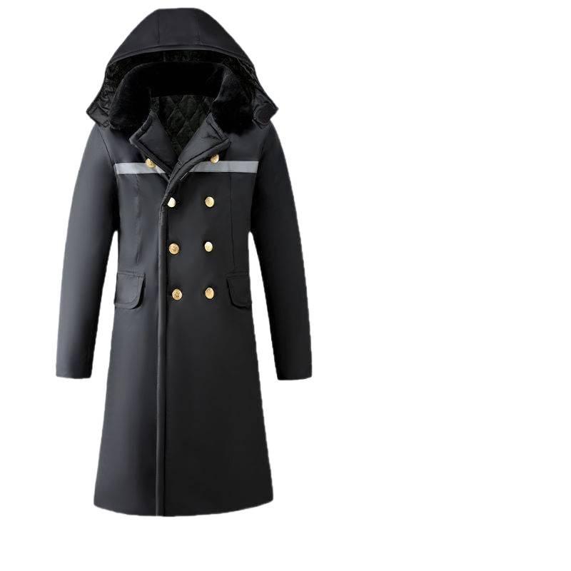 Men's Extra Long Winter Coat - Army Green, Waterproof, Windproof, Thickened Cotton with Removable Velvet Lining, Coldproof for Northeast Winters.