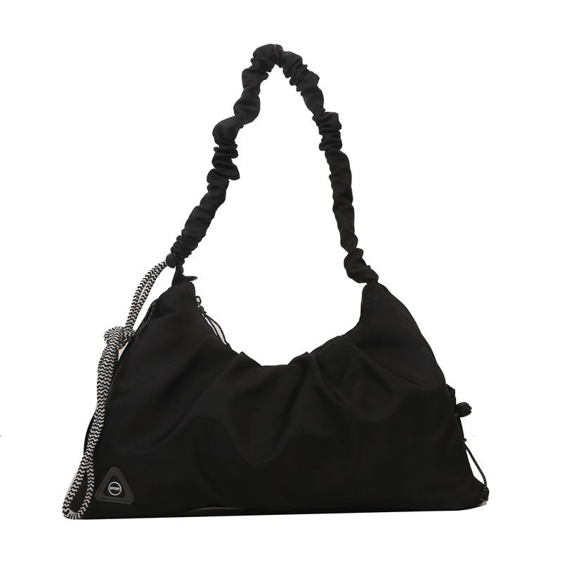 Niche Design Pleated Women's Bag Large Capacity Simple Versatile Sports Messenger Bag Trendy Fashion Leisure Travel Shoulder Bag