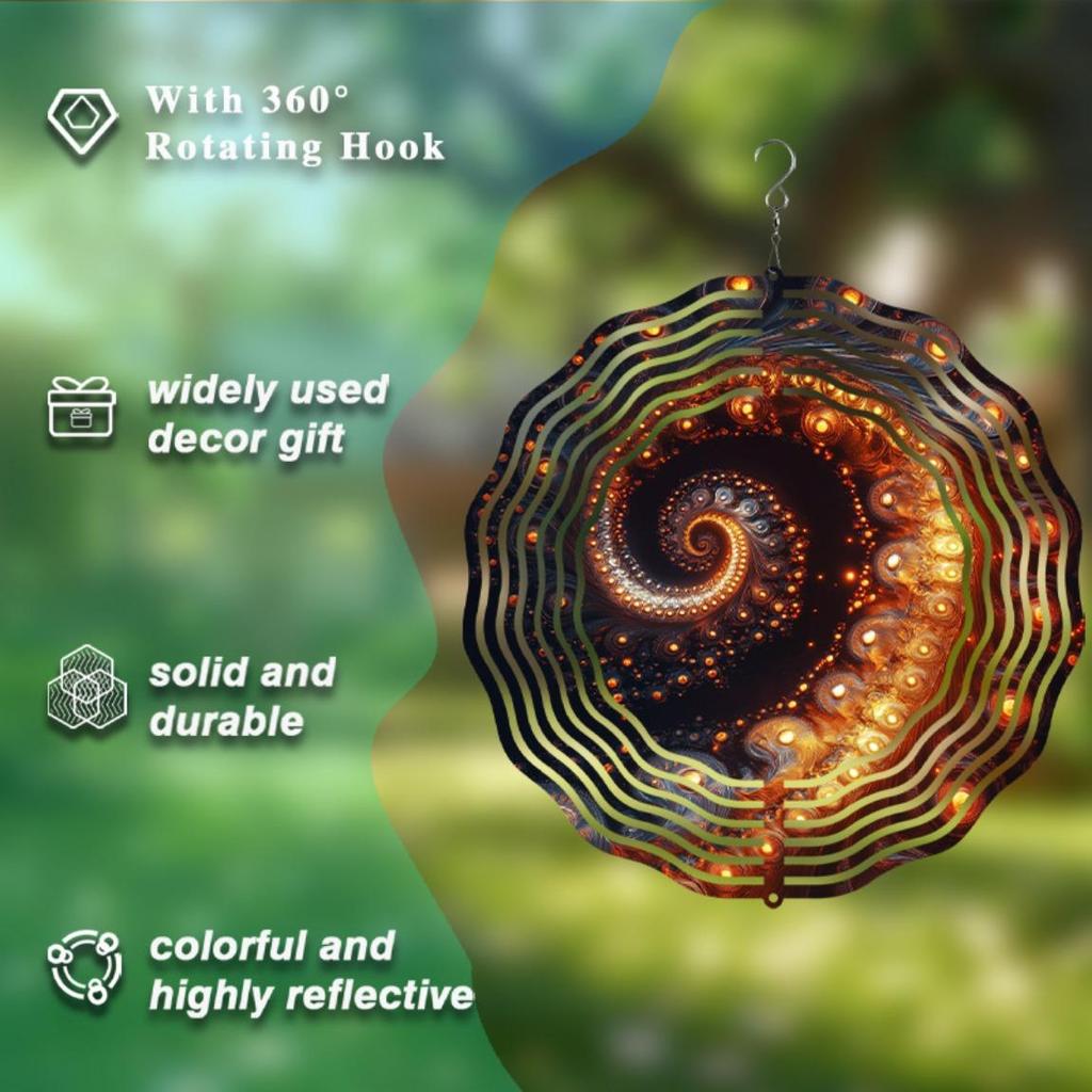 10 Inch Metal Wind Spinner Outdoor Garden Decor with 360 Swivel Hook Warm Orange Yellow Spiral Design for Balcony Patio Lawn All Season Gift