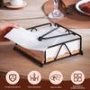 Flat Napkin Holder Metal Iron Serviette Holder Napkin Stand with Wooden Base for Home Kitchen Countertop Decor New